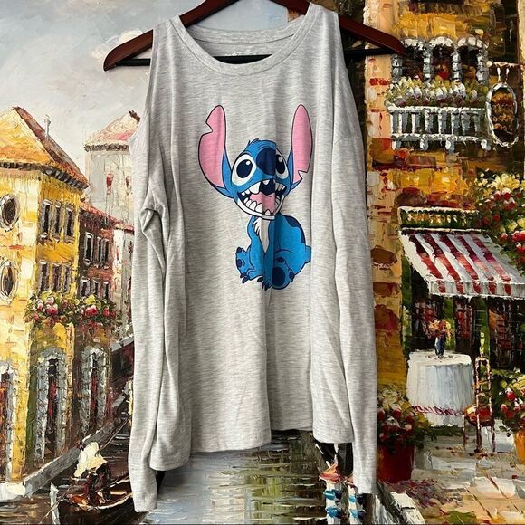 Disney Stitch cold shoulder NWOT long sleeve top size XL - Picture 1 of 7